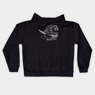 cat witch white lineart Kids Hoodie